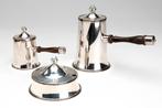 silver coffee pot, milk jug and sugar bowl with cover..., Zilver, Ophalen