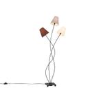Design vloerlamp zwart met stoffen kappen 3-lichts - Melis, Nieuw, Overige materialen, Modern, 100 tot 150 cm