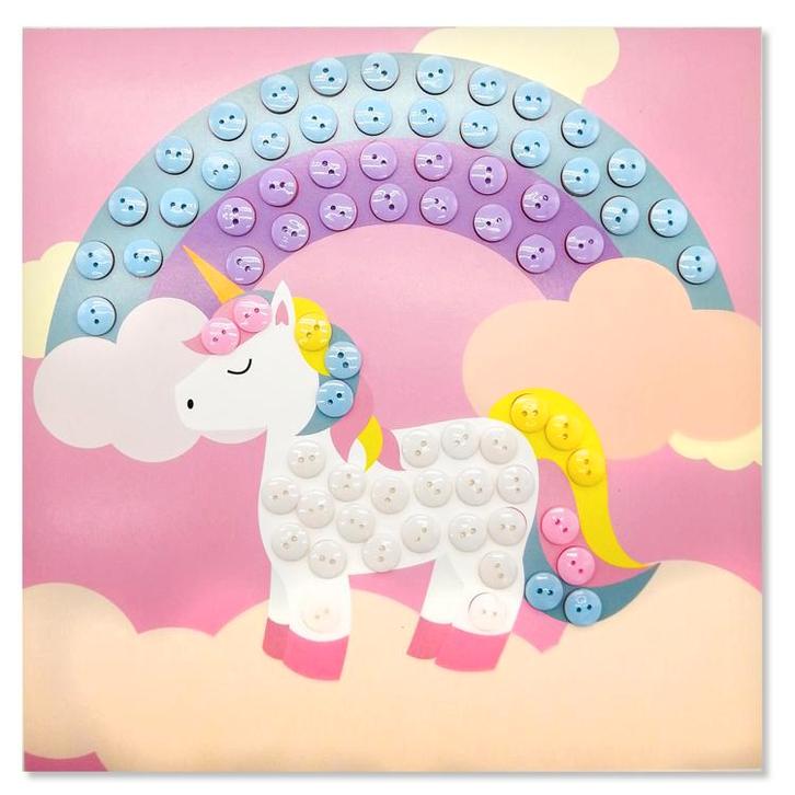Knutselset Kind 3+ - Eenhoorn Regenboog Wolken Roze - Knopen, Hobby en Vrije tijd, Knutselen, Nieuw, Ophalen of Verzenden