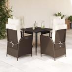 vidaXL 5-delige Tuinset met kussens poly rattan bruin, Tuin en Terras, 4 zitplaatsen, Nieuw, Tuinset, Verzenden