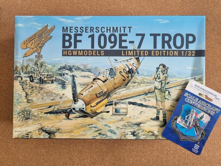 HGW Models 103201 Bf 109E-7 Trop 1:32 Full options + SCA, Hobby en Vrije tijd, Modelbouw | Vliegtuigen en Helikopters, Verzenden