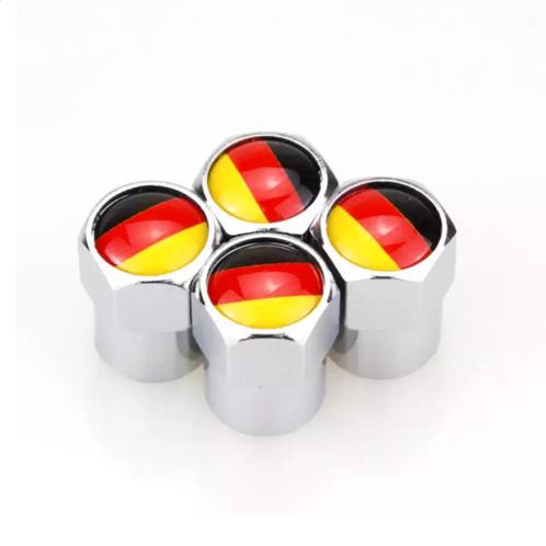 TT-products ventieldoppen aluminium Duitse vlag zilver 4, Auto diversen, Auto-accessoires, Ophalen of Verzenden