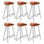 vidaXL Barstoelen 6 st echt leer bruin, Huis en Inrichting, Barkrukken, Verzenden, Nieuw