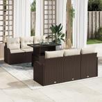 vidaXL 7-delige tuinsofa set met kussens bruin poly rattan, Verzenden, Nieuw, Rotan