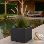 Plantenbak Fiberclay 60x60x60 cm Antraciet, Tuin en Terras, Verzenden, Nieuw, Vierkant