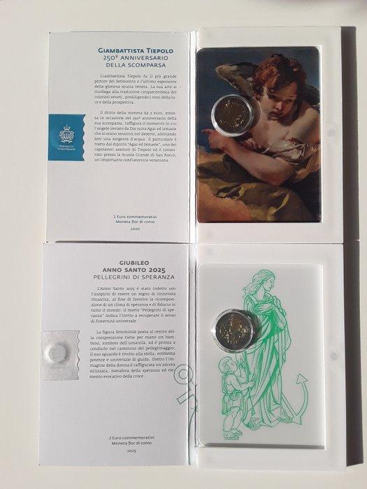 San Marino. 2 Euro 2020 / 2025 (2 coins) (Zonder, Postzegels en Munten, Munten | Europa | Euromunten