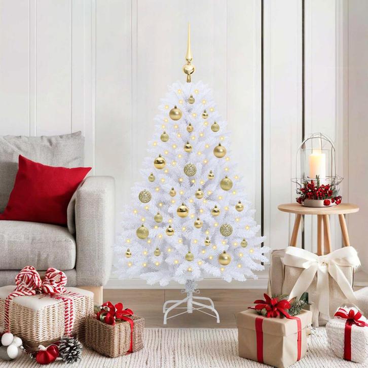 vidaXL Kunstmatige Inklapbare Kerstboom Wit 120 cm PVC en, Diversen, Kerst, Nieuw, Verzenden