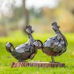 sculptuur, Twee grote kippen - 350 mm - Metaal