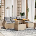 vidaXL 6-delige Loungeset met kussens poly rattan beige, Tuin en Terras, Tuinsets en Loungesets, Verzenden, Nieuw, Rotan, Loungeset