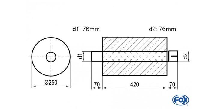 FOX Universele demper rond met aansluitstuk - verwerking 784, Auto-onderdelen, Uitlaatsystemen, Nieuw, Verzenden
