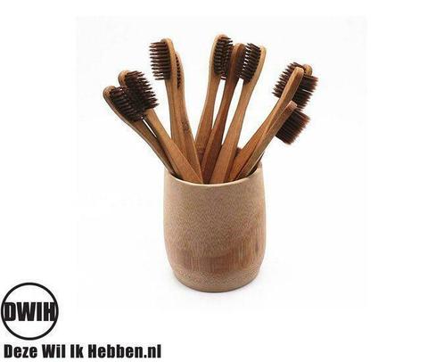 Bamboe Bruine Tandenborstel set van 2 stuks | Zacht/mediu..., Sieraden, Tassen en Uiterlijk, Uiterlijk | Mondverzorging, Verzenden