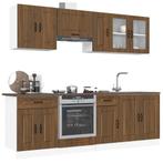 vidaXL 8-delige Keukenkastenset Kalmar bewerkt hout bruin, Huis en Inrichting, Keuken | Keukenelementen, Verzenden, Nieuw, Bruin
