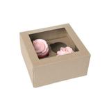 HoM Cupcake Doosje 4 Kraft (incl. tray met venster) 2st., Nieuw, Verzenden