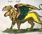 Matthäus Merian (b1593) - hand col. folio: Monster Griffin, Antiek en Kunst