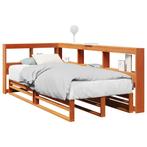 vidaXL Bed met boekenkast zonder matras grenenhout wasbruin, Huis en Inrichting, 90 cm, Eenpersoons, Bruin, Verzenden
