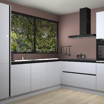 Witte hoogglans greeploze keuken Vogar 82773, Huis en Inrichting, Keuken | Complete keukens, Verzenden