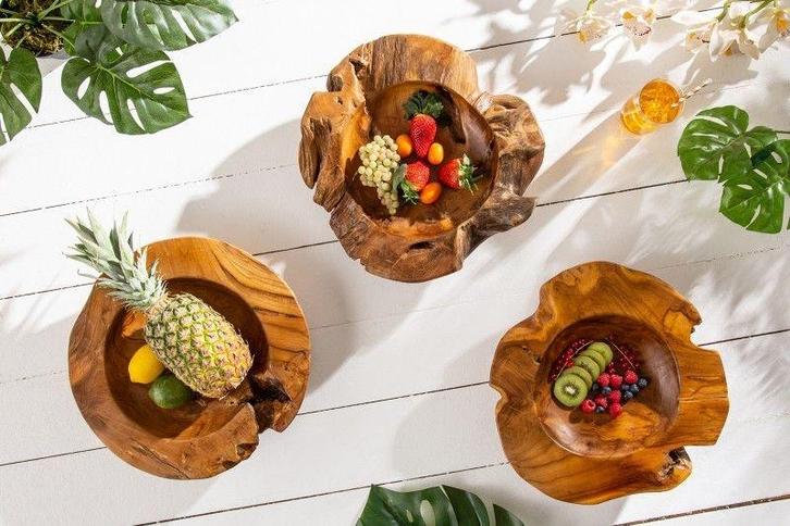 Massieve schaal NATURE ROOT 40cm natuurlijk teakwortelhout -, Huis en Inrichting, Woonaccessoires | Vazen, Ophalen of Verzenden