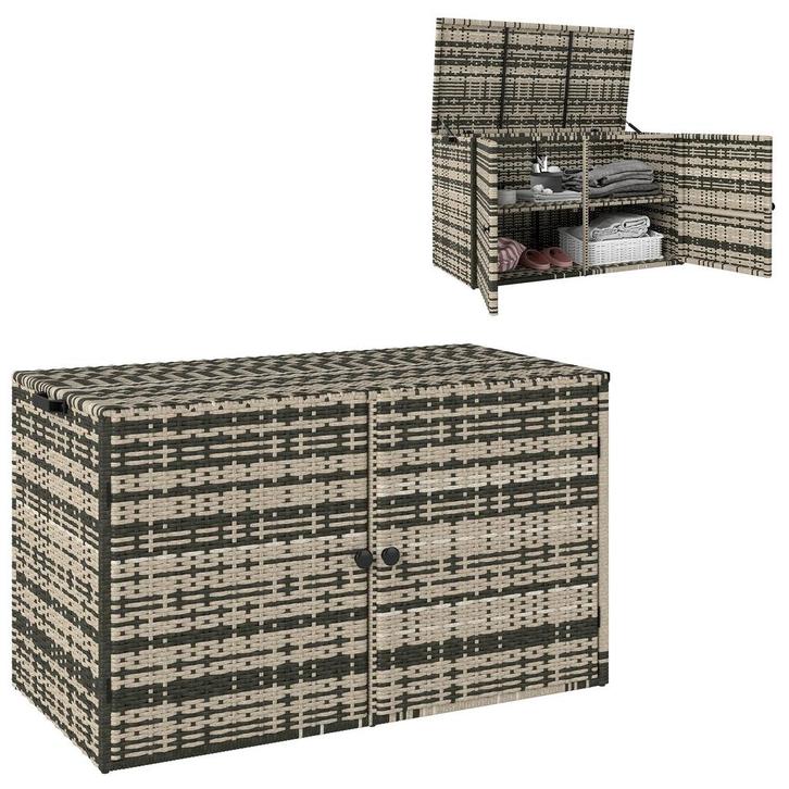 TRUUSK Rattan Kussenbox 350L - Weerbestendig - Met Deksel -, Tuin en Terras, Overige Tuin en Terras, Nieuw, Verzenden