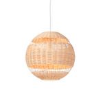Landelijke hanglamp wit met rotan - Rattan, Huis en Inrichting, Lampen | Hanglampen, Nieuw, Art Deco, 75 cm of meer