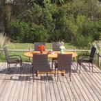 vidaXL 7-delige Tuinset poly rattan zwart, 6 zitplaatsen, Nieuw, Tuinset, Verzenden