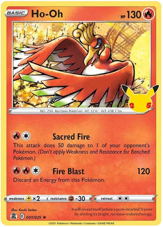 Ho-Oh Celebrations 001/025, Hobby en Vrije tijd, Verzamelkaartspellen | Pokémon, Losse kaart, Nieuw, Foil, Ophalen of Verzenden