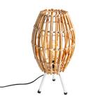 Landelijke tafellamp tripod bamboe met wit - Canna Capsule, Nieuw, Overige stijlen