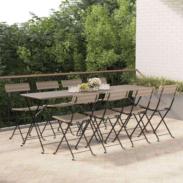 vidaXL Bistrostoelen 8 st inklapbaar poly rattan en staal, Tuin en Terras, Tuinstoelen, Nieuw, Rotan, Verzenden