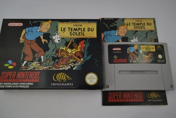 Tintin Le Temple Du Soleil (SNES FAH CIB), Spelcomputers en Games, Games | Nintendo Super NES, Zo goed als nieuw, Verzenden