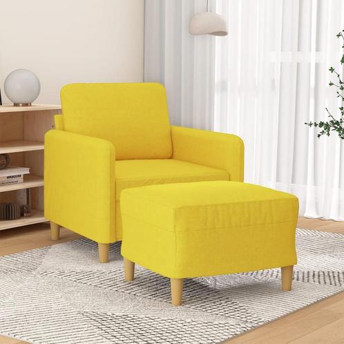 vidaXL Fauteuil met voetenbank 60 cm stof lichtgeel, Huis en Inrichting, Banken | Bankstellen, Nieuw, Minder dan 150 cm, Stof