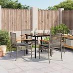 vidaXL 5-delige Tuinset met kussens poly rattan grijs, Tuin en Terras, Tuinsets en Loungesets, 4 zitplaatsen, Nieuw, Tuinset, Verzenden