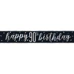 Banner 90 Jaar Zwart 2,74m, Hobby en Vrije tijd, Feestartikelen, Verzenden, Nieuw
