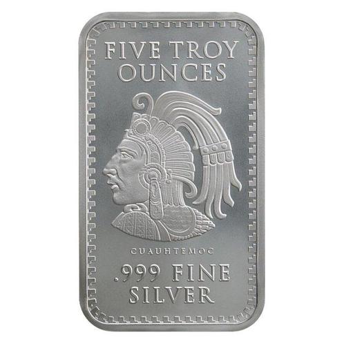 5 Troy Ounce - Zilver .999 - Aztec Calendar, Postzegels en Munten, Edelmetalen en Baren