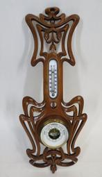 Barometer & thermometer - Weerstation - hout, glas en metaal, Antiek en Kunst