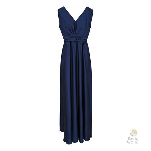 Rinascimento • lange donkerblauwe satijnen jurk • XL, Kleding | Dames, Jurken, Blauw, Nieuw, Maat 46/48 (XL) of groter, Verzenden