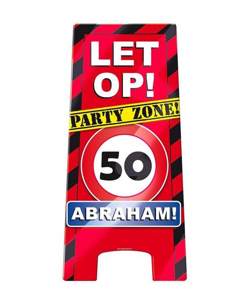 Waarschuwingsbord 50 Abraham, Kleding | Heren, Carnavalskleding en Feestkleding, Nieuw, Ophalen of Verzenden