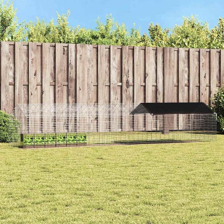 vidaXL Konijnenkooi Zilver 400 x 78 x 78 cm Gegalvaniseerd, Dieren en Toebehoren, Knaagdieren en Konijnen | Hokken en Kooien, Nieuw