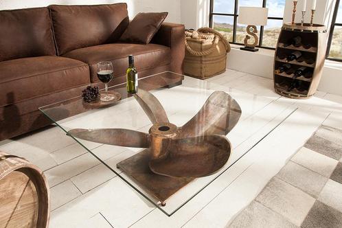 Maritieme salontafel OCEAN L 85cm antiek koper met, Huis en Inrichting, Tafels | Salontafels, Ophalen of Verzenden