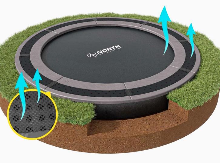 Flat to the ground trampoline North 305 cm grijs, Kinderen en Baby's, Speelgoed | Buiten | Trampolines, Nieuw, Ophalen of Verzenden