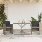 vidaXL 3-delige Bistroset met kussens poly rattan grijs, Verzenden, Nieuw, Rotan