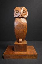 Beeld, Uil art deco stijl Amsterdamse school - 26 cm - Hout