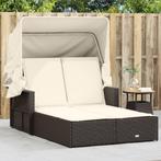 vidaXL Ligbed 2-persoons met luifel en kussens poly rattan, Verzenden, Nieuw