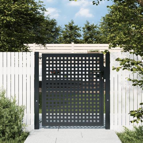 vidaXL Poort 105x150 cm staal antracietkleurig, Tuin en Terras, Tuinpoorten, Nieuw, Verzenden