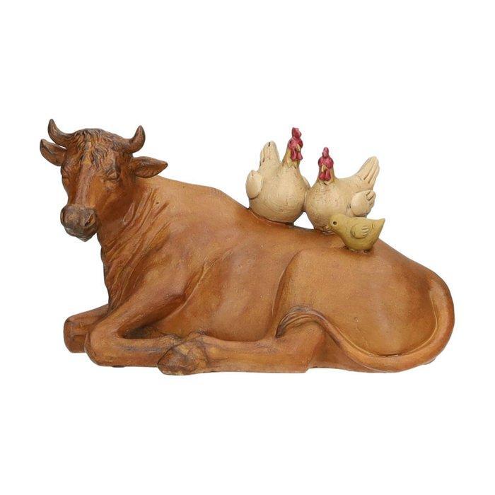 Beeldje - Cow with chickens - Hars, Antiek en Kunst, Curiosa en Brocante