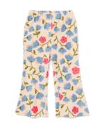 HEMA Babylegging flared rib velours bloemen ecru, Verzenden, Nieuw