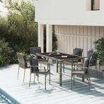 vidaXL 7-delige Tuinset met kussens poly rattan grijs, 6 zitplaatsen, Nieuw, Tuinset, Verzenden