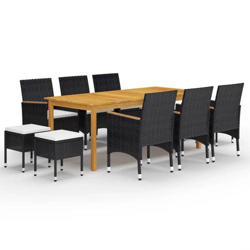 vidaXL 11-delige Tuinset zwart, Tuin en Terras, Tuinsets en Loungesets, Tuinset, Nieuw, Meer dan 8 zitplaatsen, Hardhout, Verzenden