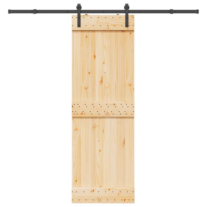 vidaXL Schuifdeur met beslag 70x210 cm massief grenenhout, Doe-het-zelf en Verbouw, Deuren en Horren, Nieuw, Verzenden
