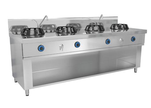 GGM Gastro | Gas wok fornuis - 56 kW - 4 kookzones - incl. 2, Witgoed en Apparatuur, Fornuizen, Inbouw, Nieuw, Verzenden