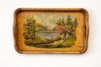 Decoratief dienblad - Europa - Handgeschilderde houten, Antiek en Kunst, Curiosa en Brocante