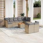 vidaXL 10-delige Loungeset met kussens poly rattan beige, Verzenden, Nieuw, Rotan, Loungeset